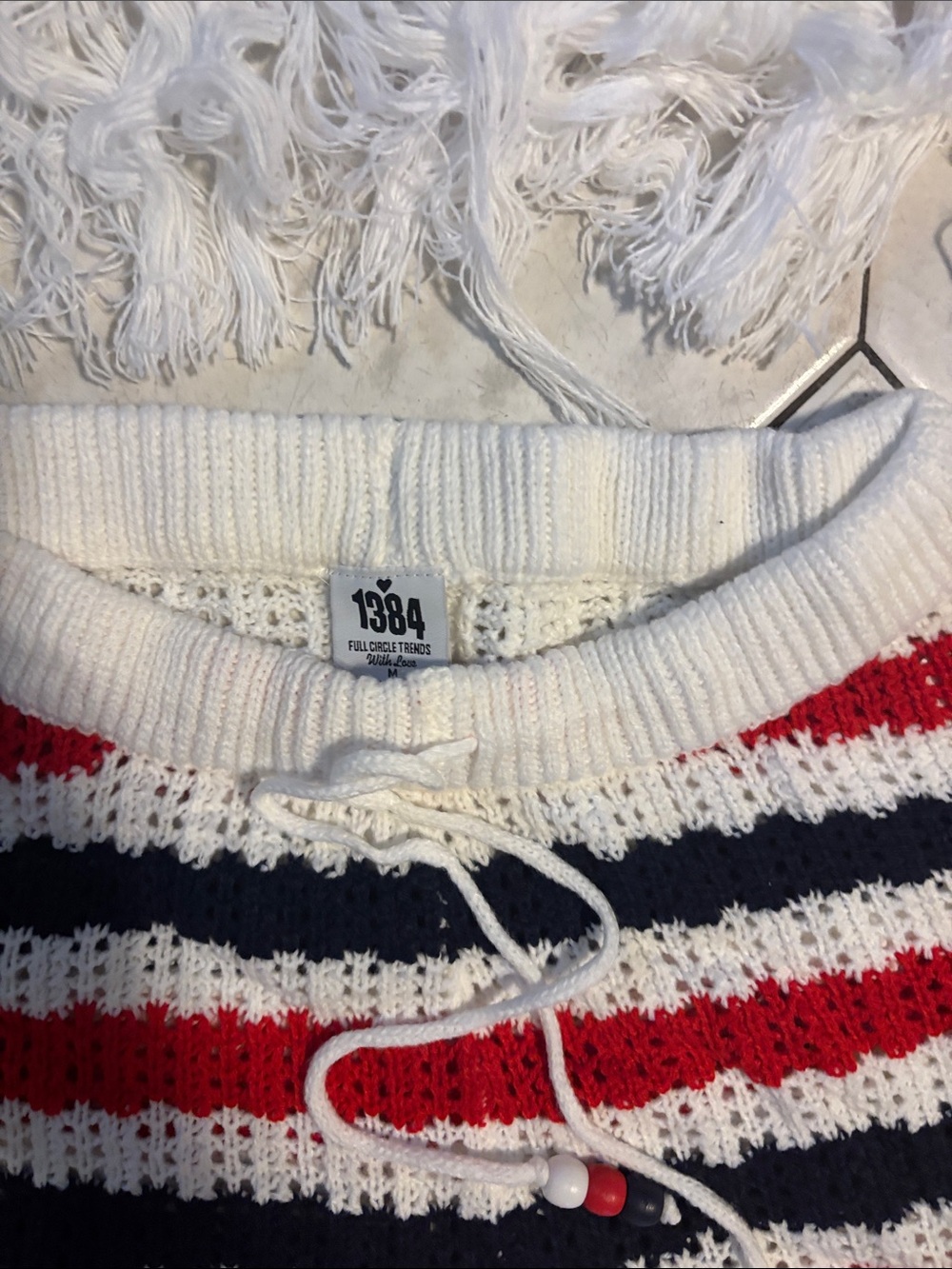 4th of July Striped Crochet Two-Piece Set Red White & Blue - Picture 3 of 4